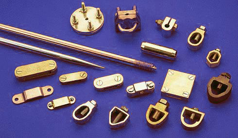 Copper Grounding Rods Bonded Ground Earthing Grounding Earth Rods Brass Clamps Couplers Accessories Earthing Lighting Protection Copper Bonded GroundEarthing Grounding Earth Rods Brass Grounding Clamps BronzeClamps Couplers Accessories
